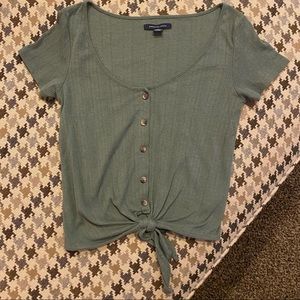 American Eagle XXS button front tie short sleeve